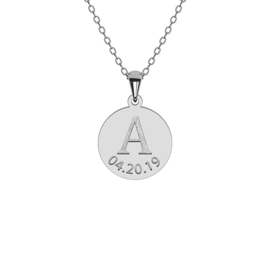 Personalized Initial Disc Necklace with Date Engraving