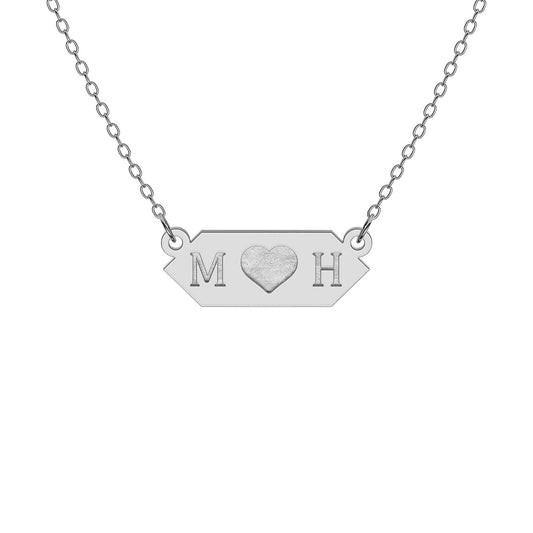 Double Initial Hexagonal Necklace with Heart