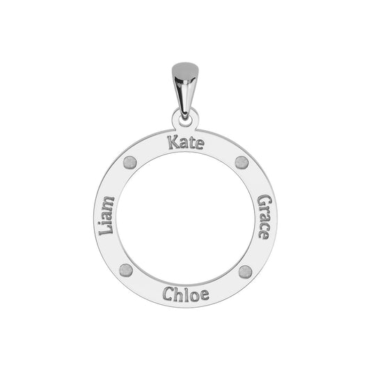 Personalized Dotted Disc Necklace with 4 Name Engravings