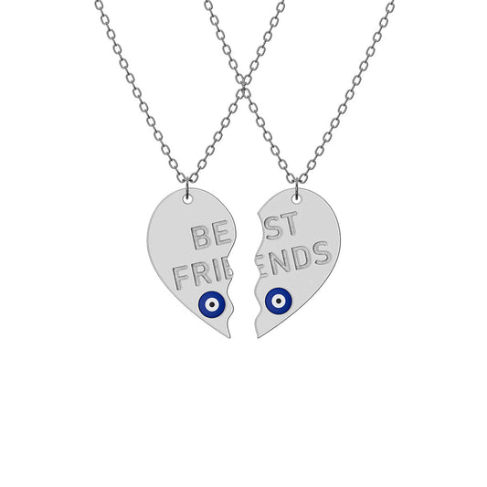 Double Best Friends Necklace with Evil Eye