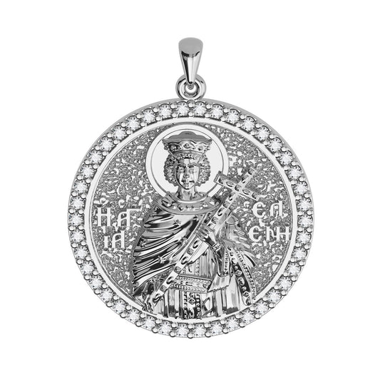 Saint Helen (Eleni) Sculpted Pavé Round Medal