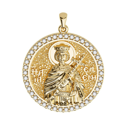 Saint Helen (Eleni) Sculpted Pavé Round Medal