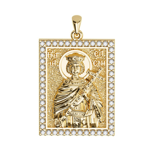 Saint Helen (Eleni) Sculpted Pavé Tag Medal