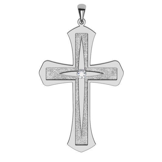 Engraved Leveled Cross with Stone