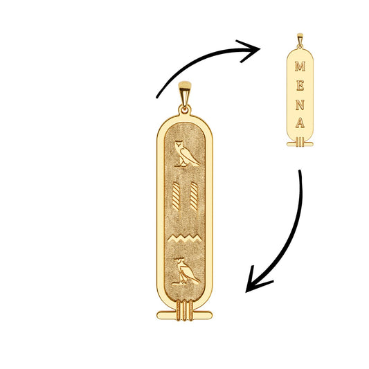 Personalized Cartouche Egyptian Hieroglyph Name Necklace with Back Engraving