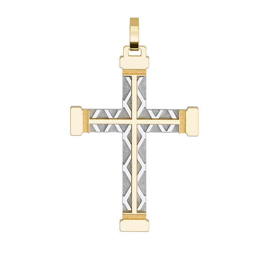 Classic Two-Tone Chevron Pattern Cross With Caps