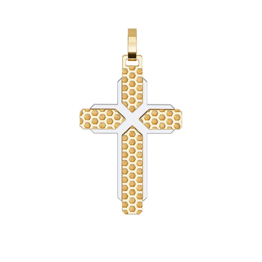 Contemporary Two-Tone Honeycomb Pattern Cross