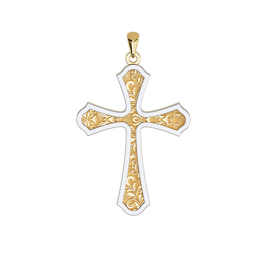 Elegant Two-Tone Floral Pattern Cross