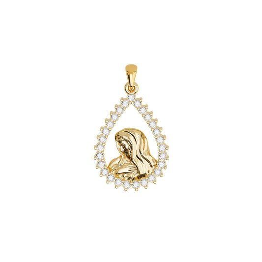 Virgin Mary Pavé Pear Shape Necklace