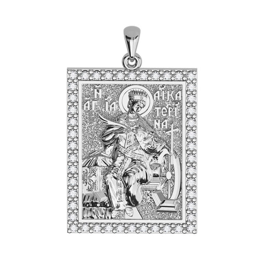 Saint Catherine (Katherine) Sculpted Pavé Tag Medal