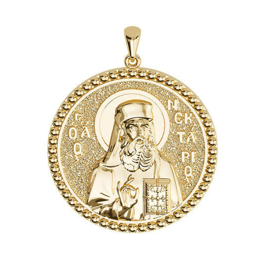 Saint Nectarios of Aegina Sculpted Round Medal