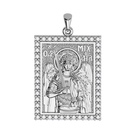 Saint Michael the Archangel Sculpted Pavé Tag Medal