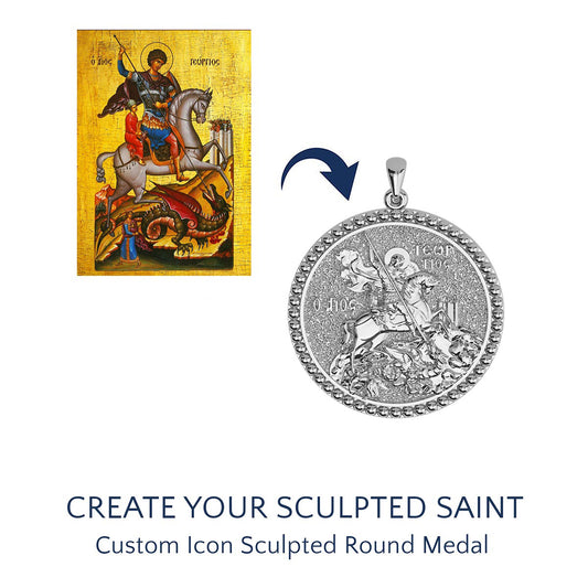 Create Your Sculpted Saint - Custom Icon Round Medal