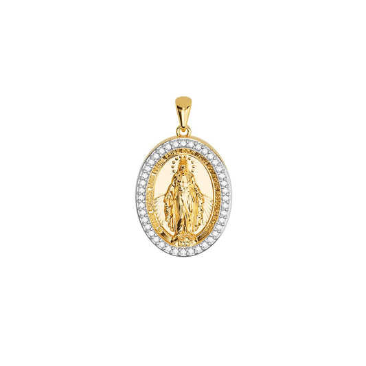 Mini Miraculous Medal Virgin Mary Pavé Necklace