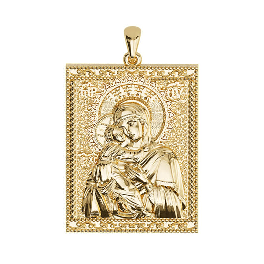 Virgin Mary Panagia Theotokos Sculpted Tag Medal