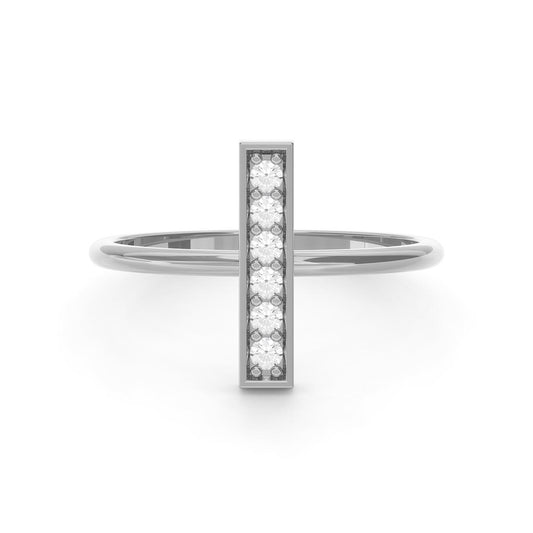 Vertical Bar Pavé Ring