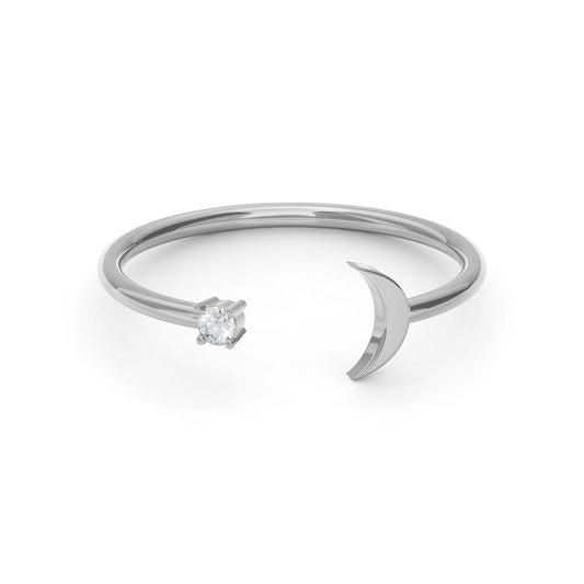 Stackable Moon Ring with Stone