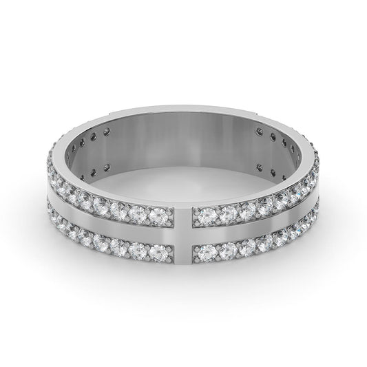 Pavé Cross Triple-row Ring