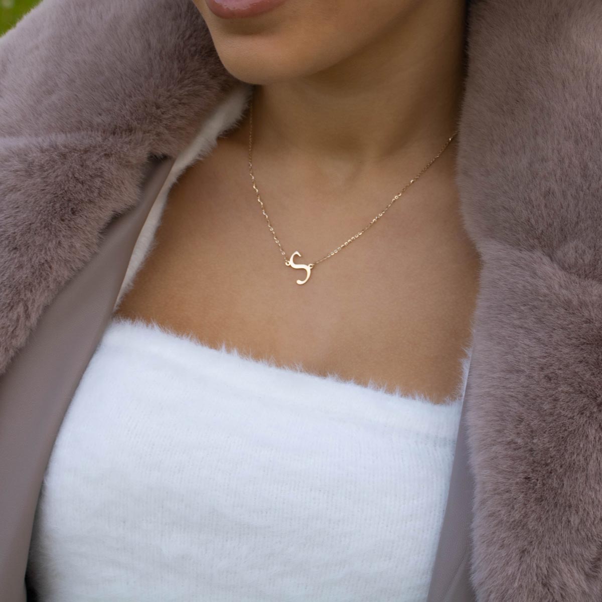 Medium sideways online initial necklace