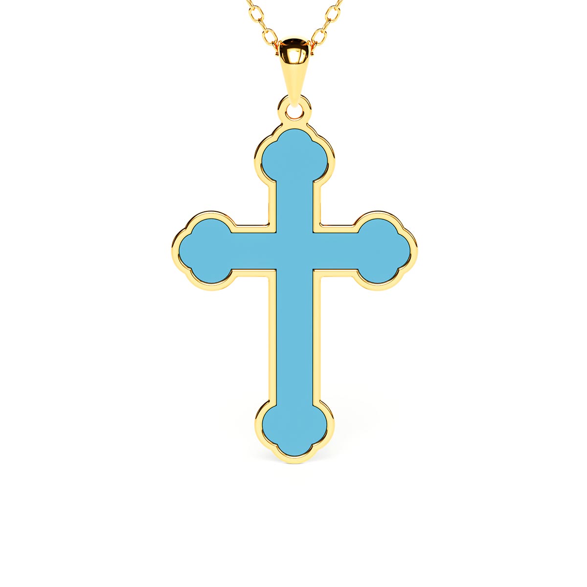 18K Yellow Gold Plated Polished Ornate Religious Christian Greek Cross  Pendant Charm Necklace - AliExpress