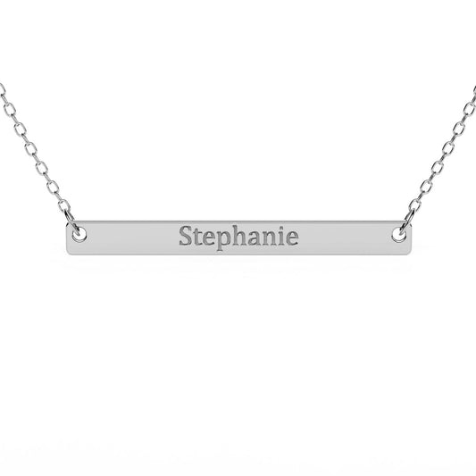 Narrow Horizontal Bar Necklace with Engraving