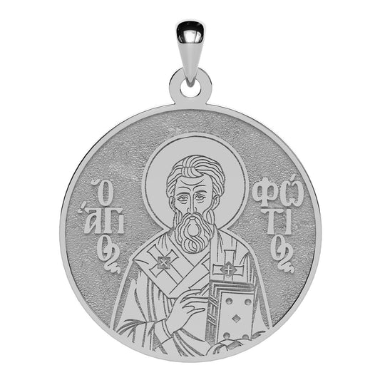 Saint Photios (Photius) the Great Greek Orthodox Icon Round Medal