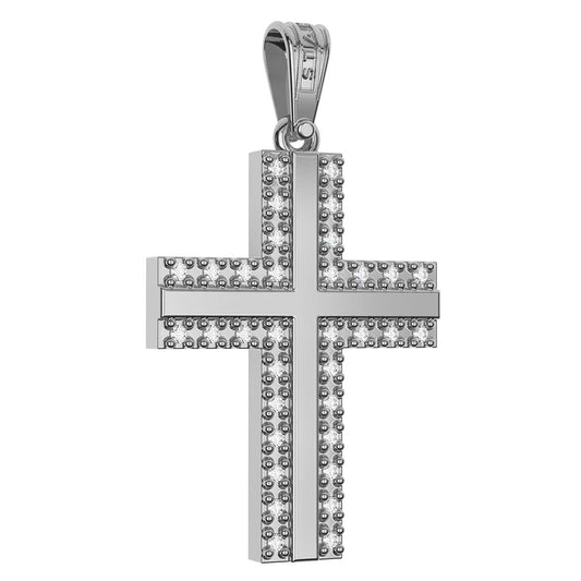 Christian Baptism Cross With Pavé Outline